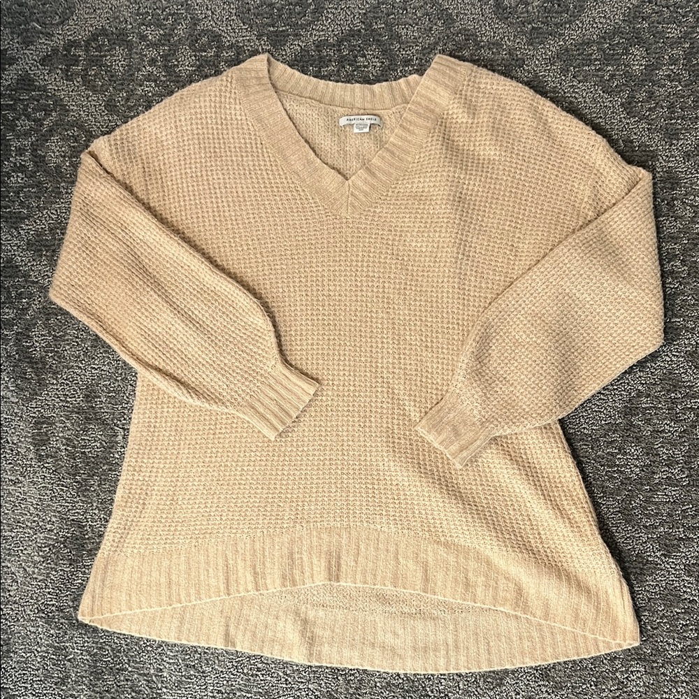 American Eagle Outfitters Beige V-Neck Sweater
